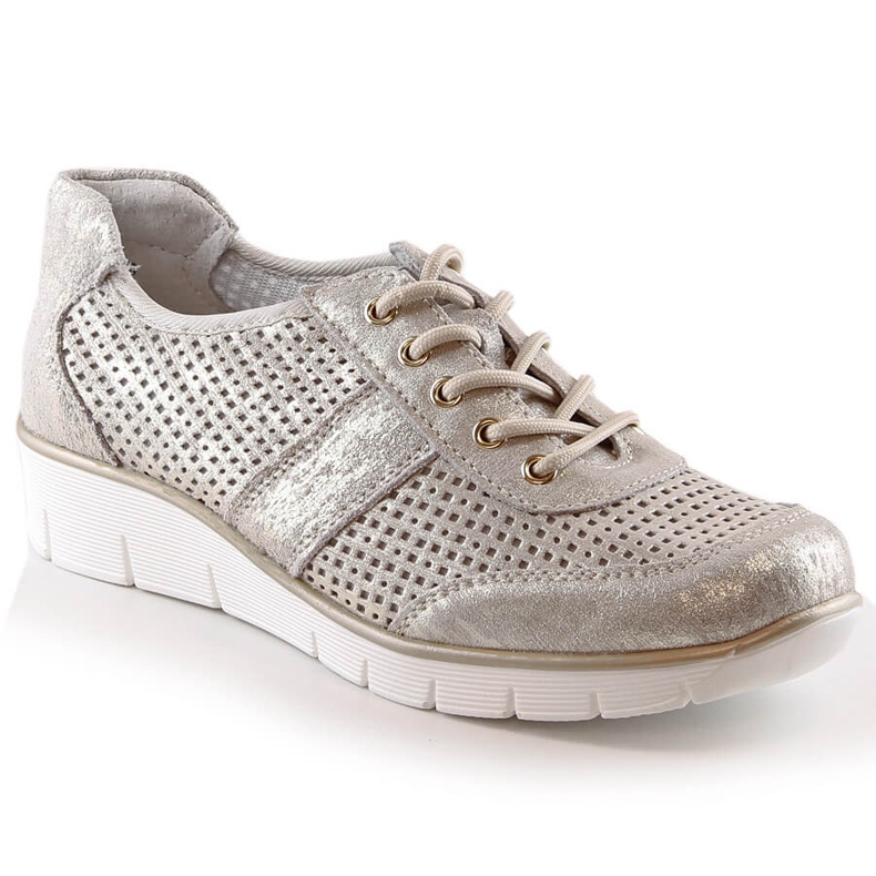 Kožená prolamovaná dámská sportovní obuv Filippo DP028 zlatý