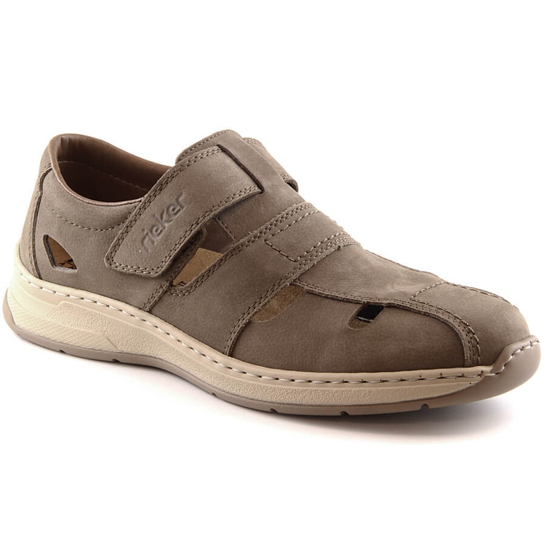 Letní kožené pánské světle hnědé boty Rieker 14369-25 béžový