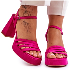 Dámské semišové sandály na platformě Fuchsia Verda růžový Dámské semišové sandály na platformě Fuchsia Verda růžový