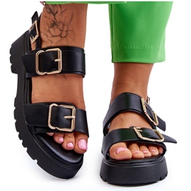 FB2 Kožené pohodlné sandály Black Alayah černá