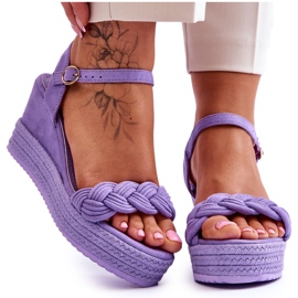 Klasické semišové sandály na klínku Purple Denisse fialová