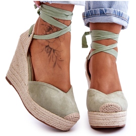 Dámské šněrovací sandály na klínku Bethany Green zelená