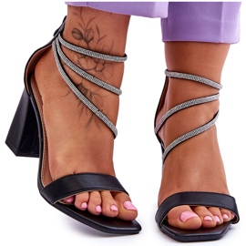 Módní sandály se zirkony černá karma černý