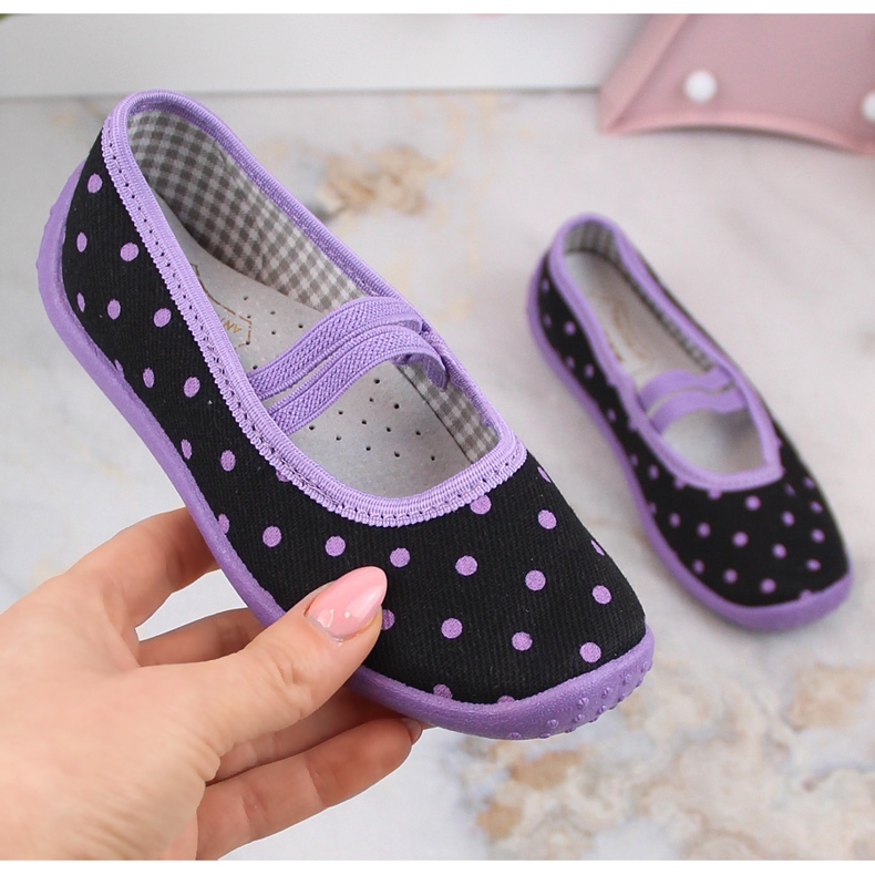 Dívčí balerínkové pantofle do školky a školy nazouváky Nazo N006ABW černá