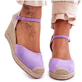 FJ1 Semišové Espadrilky Sandály na klínu Purple Cammer fialová
