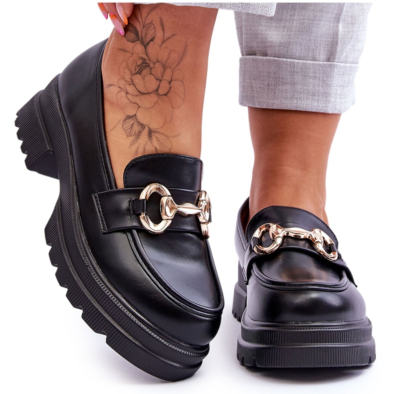 FJ1 Dámské kožené slip-on mokasíny Black Albie černá