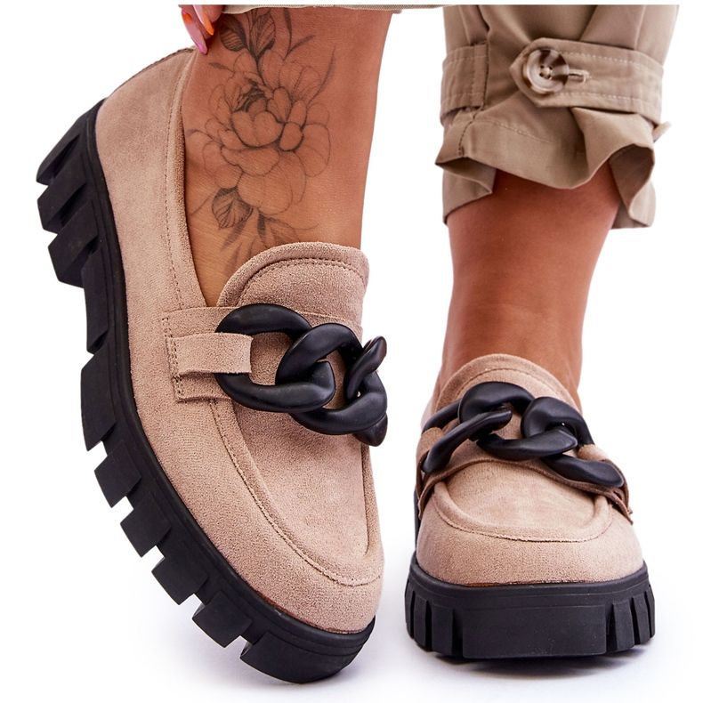 Vinceza Dámské semišové mokasíny na platformě Beige Bennett béžový černá