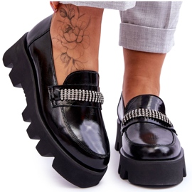 Módní mokasíny na platformě s ozdobou Laura Messi 2600 černá černý