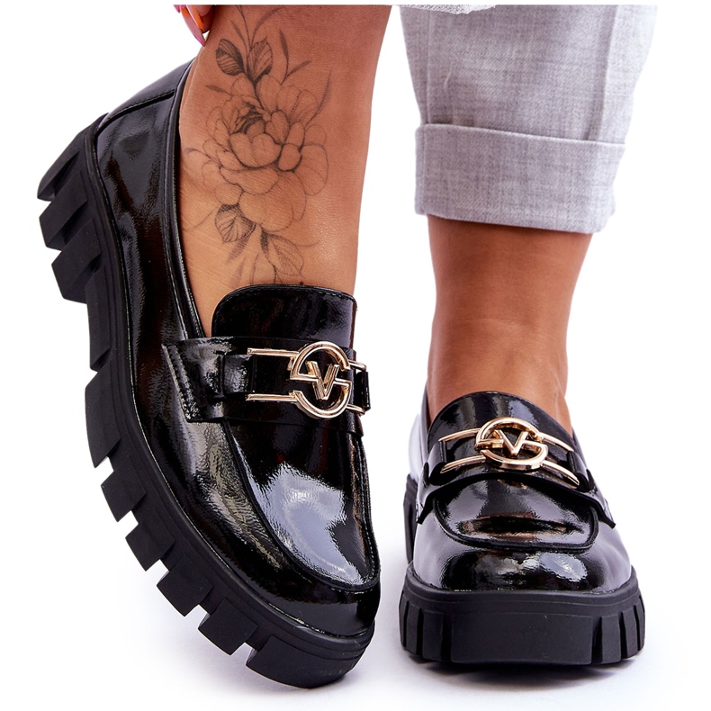 Vinceza Lakované dámské mokasíny Black Sanvi černá