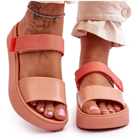 Veganské sandály na suchý zip ZAXY HH285283 Orange pomerančový