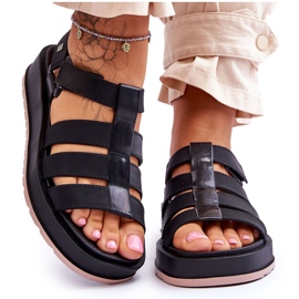 ZAXY Dámské veganské sandály na suchý zip JJ285017 Black černý