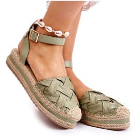 Sweet Shoes Dámské espadrilky sandály na zelené platformě Susane zelený