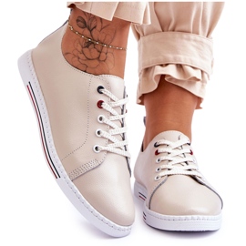 S.Barski Dámské kožené tenisky béžové Renes hnědý