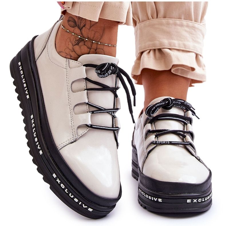 S.Barski Lakované sportovní boty Chantal Beige béžový