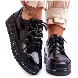 S.Barski Černé lakované tenisky Chantal černý