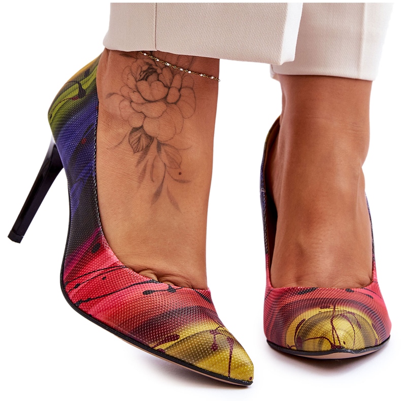 Lewski Shoes Módní kožené boty Lewski na vysokém podpatku 2659 vícebarevné vícebarevný