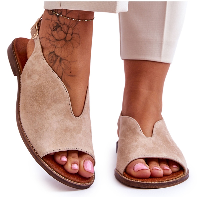 Lewski Shoes Dámské semišové sandály Lewski Boty 3220/X Béžová béžový