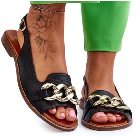 Lewski Shoes Dámské kožené sandály Lewski Boty 3230 Black Peas černý