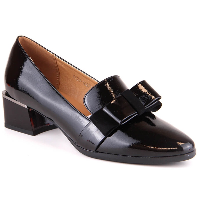 Černé lakované boty pro ženy na bloku McKeylor 10871 černá