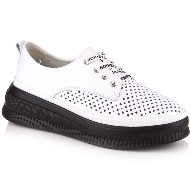 Kožené pohodlné prolamované dámské boty bílé Artiker 52C1992 bílý