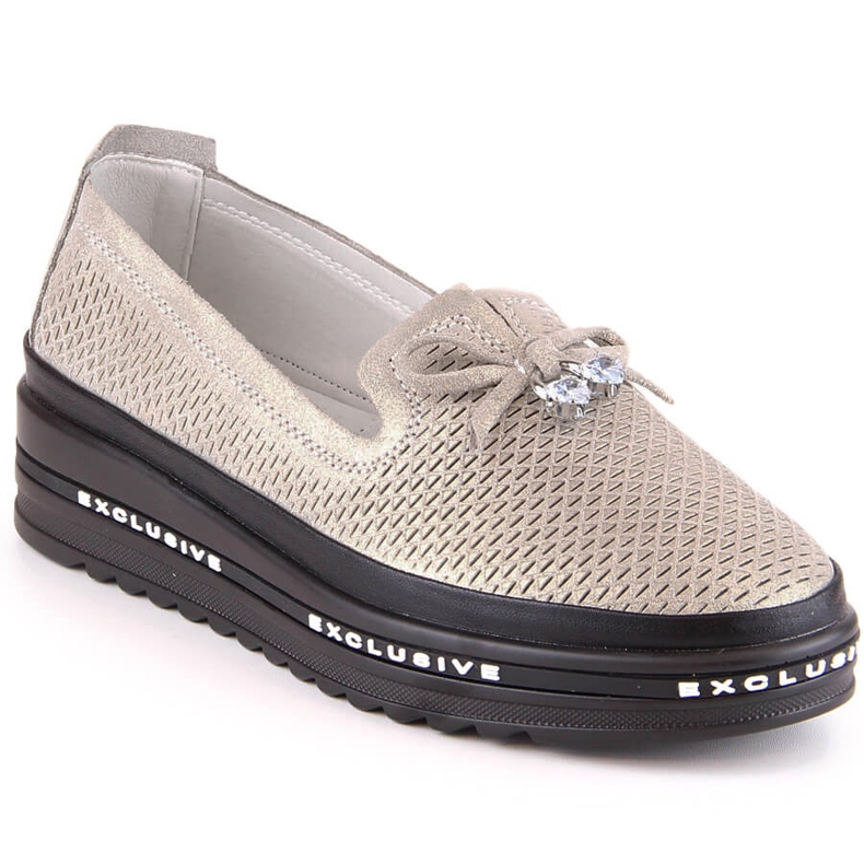 S.Barski AL22400 dámské kožené pohodlné nazouvací zlaté boty zlatý