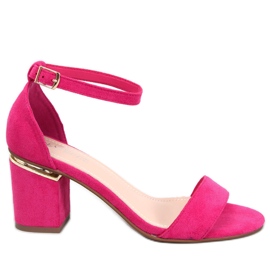 BM Semišové sandály Dicarlo Fuchsia na podpatku růžový BM Semišové sandály Dicarlo Fuchsia na podpatku růžový