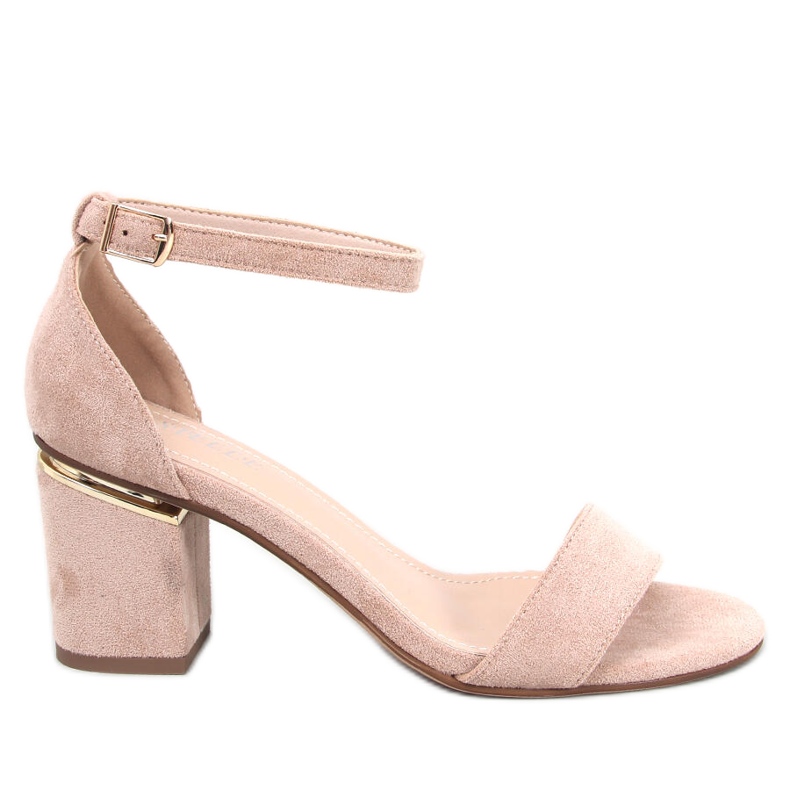 BM Semišové sandály Dicarlo Khaki na podpatku béžový