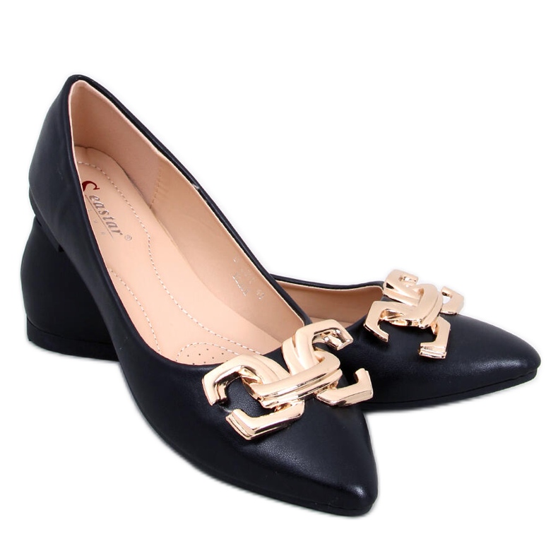 Seastar Elegantní balerínky s přezkou od Simona Black černá Seastar Elegantní balerínky s přezkou od Simona Black černá