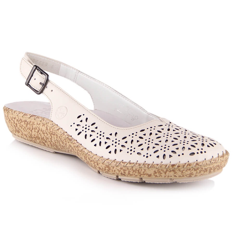 Kožené pohodlné prolamované sandály béžové Rieker 44861-60 béžový