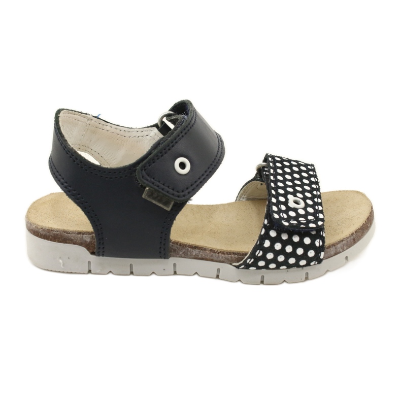 Bartek Dívčí námořnictvo modré kožené sandály v tečkách modrý Bartek Dívčí námořnictvo modré kožené sandály v tečkách modrý