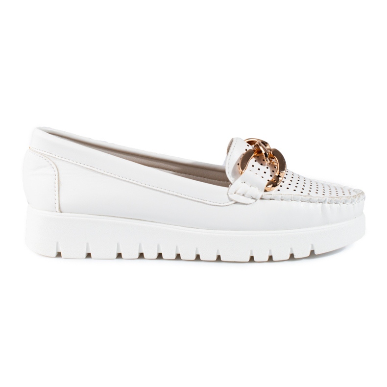 W. Potocki Mokasíny na silné podrážce s řetízkem Potocki bílé bílý