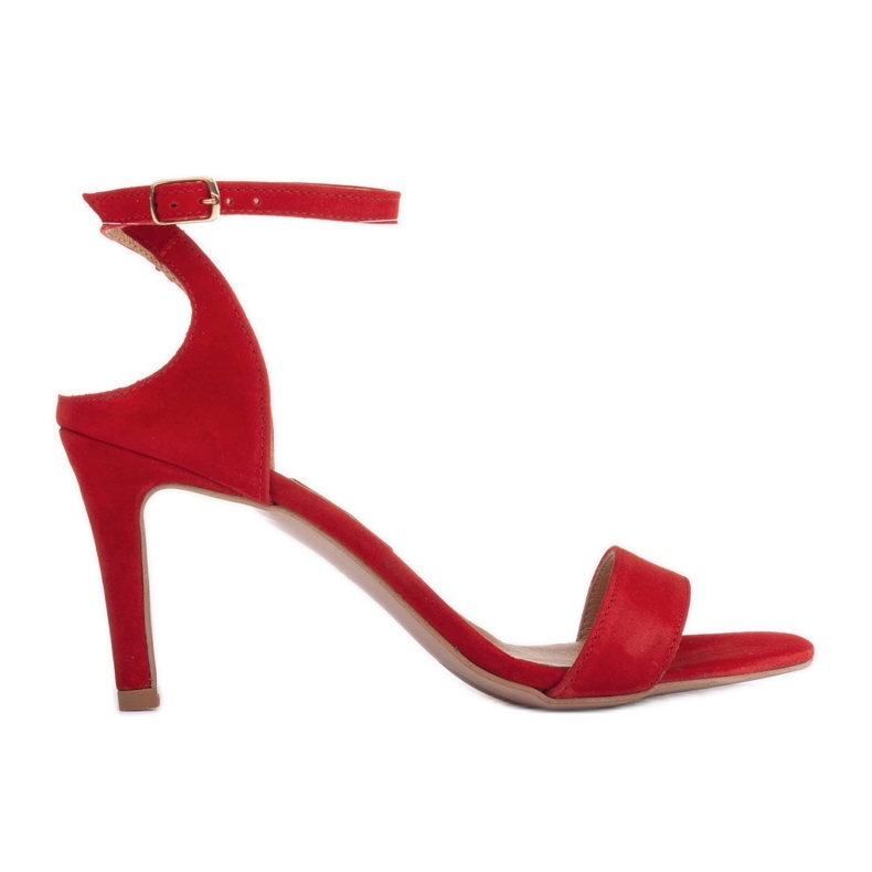 Marco Shoes Elegantní sandály vyrobené z přírodního semiše červené