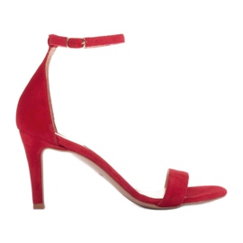 Marco Shoes Elegantní sandály vyrobené z přírodního semiše červený
