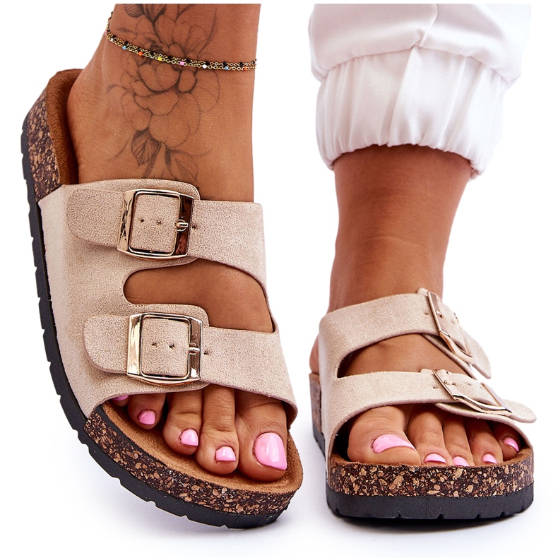 PM1 Dámské béžové nazouvací sandály Cortina béžový