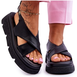 PE1 Módní černé sandály na platformě Chester černá PE1 Módní černé sandály na platformě Chester černá