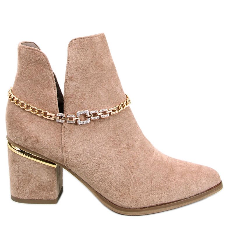 BM Jarní kozačky na podpatku Virginia Khaki béžový