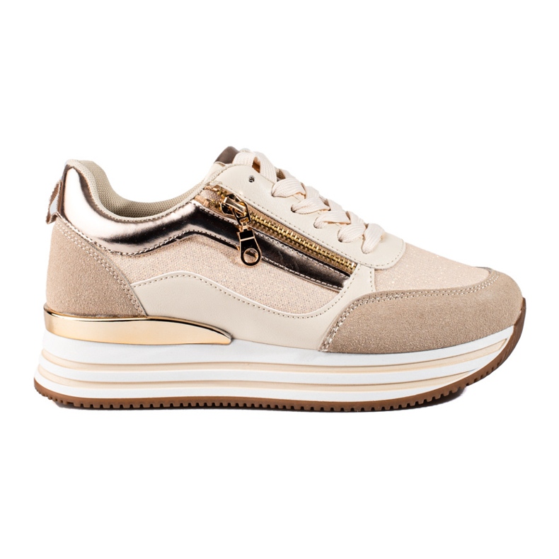 Béžové a zlaté tenisky na platformě od Shelovet béžový