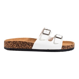 Bílé dámské klouzačky s přezkami Shelovet bílý