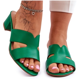 Joia Klasické kožené sandály na nízkém podpatku Miley Green zelená