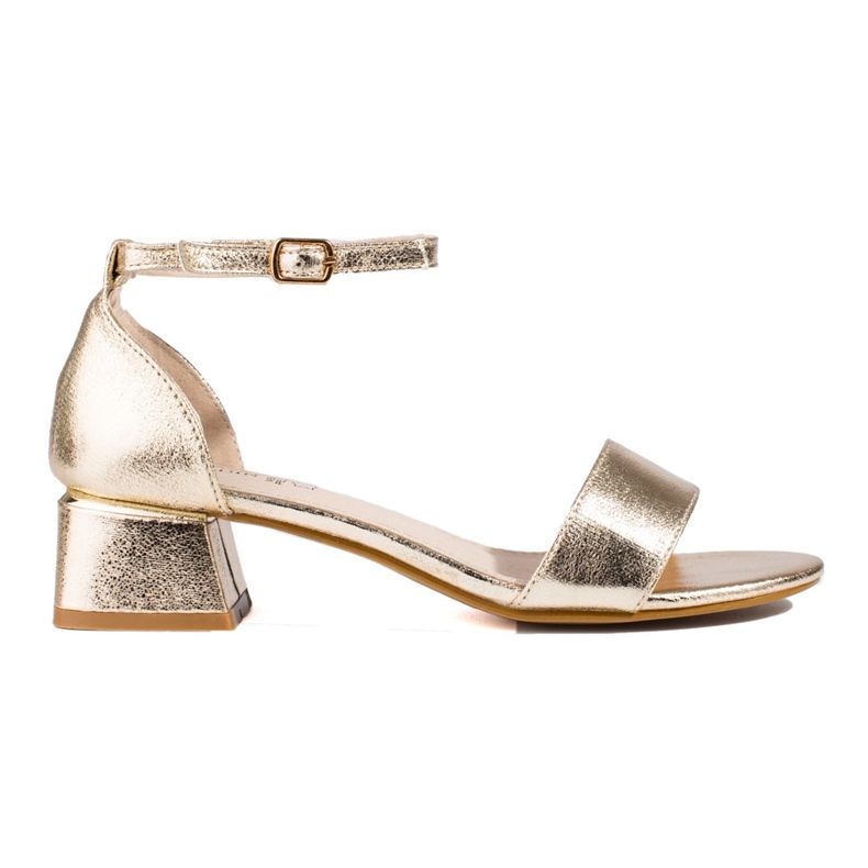 Dámské sandály Shelovet na nízkém podpatku zlatý