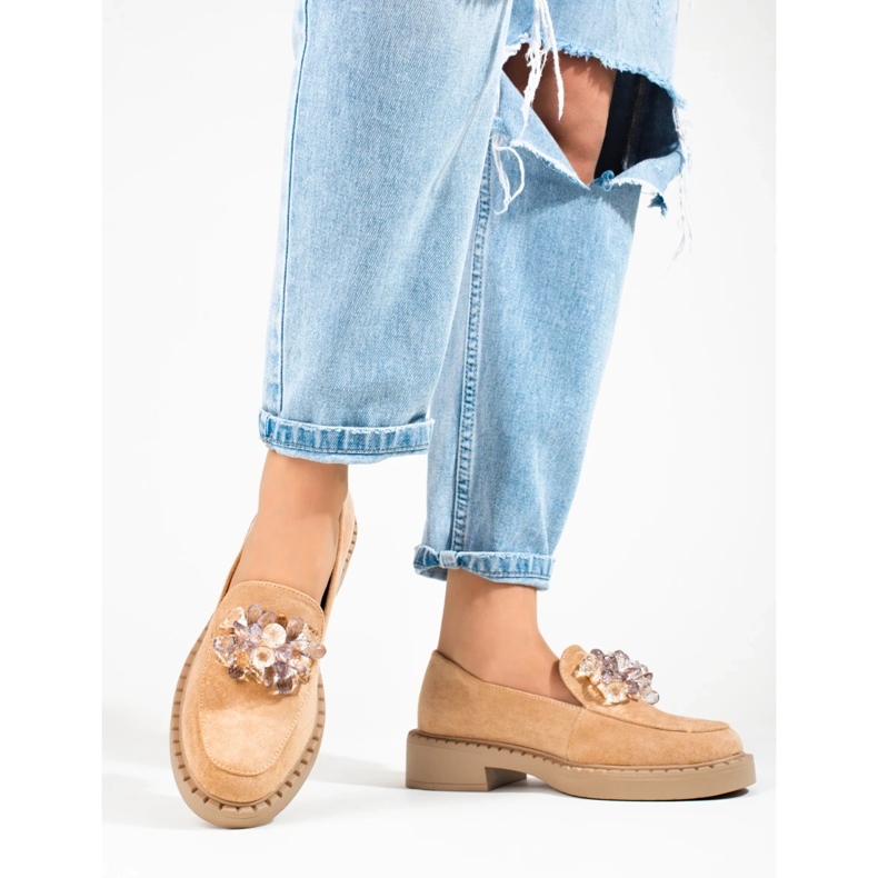 W. Potocki Dámské béžové semišové mokasíny od Potocki béžový