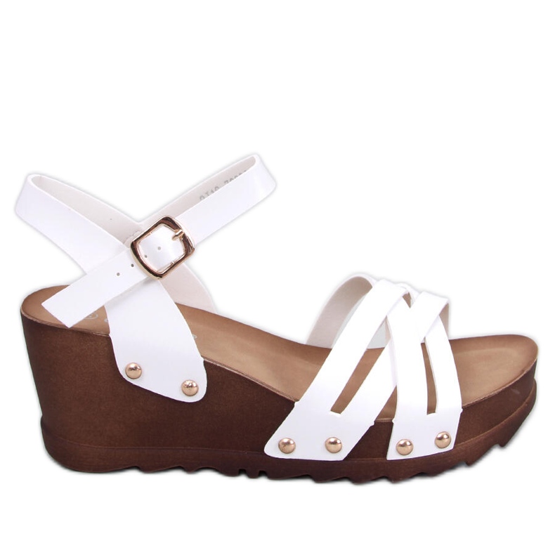 Bílé sandály na klínku bílý
