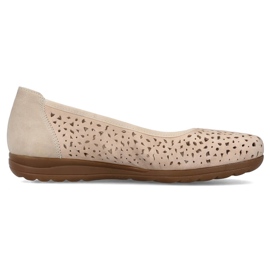 Dámské prolamované béžové kožené slip-on boty Rieker L9365-61 béžový