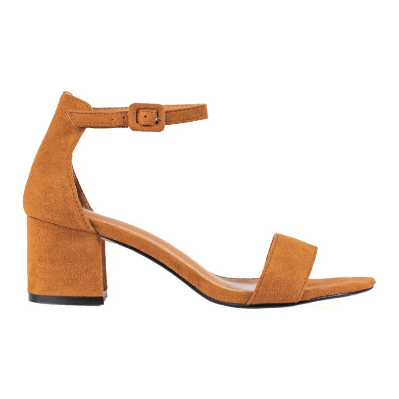 Velbloudí semišové sandály na podpatku značky Shelovet hnědý Velbloudí semišové sandály na podpatku značky Shelovet hnědý