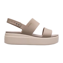 Nízké sandály na klínku Crocs Brooklyn W 206453-2YI béžový Nízké sandály na klínku Crocs Brooklyn W 206453-2YI béžový