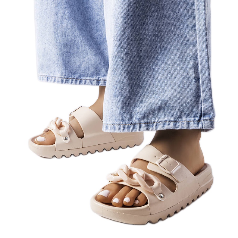 Béžové gumové skluzavky Étoile béžový