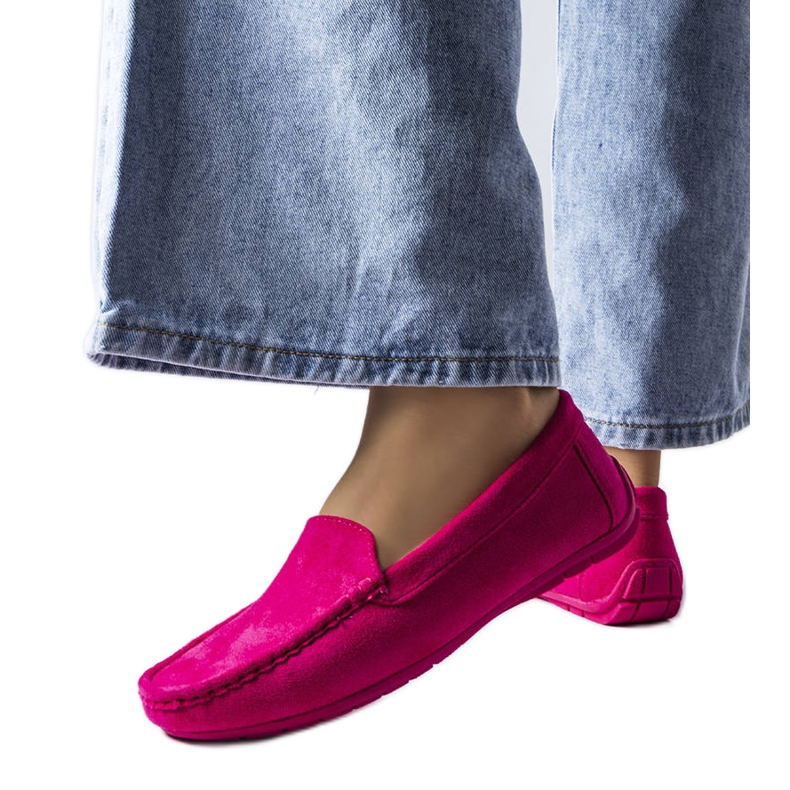 Růžové mokasíny s koženou podrážkou od Souplet růžový