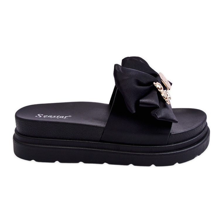 PE1 Pantofle S Mašlí A Dekorativním Medvídkem černá Suzy