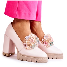 PA2 Elegantní Lodičky S Ornamentem Obyčejný Světle Růžový Caterine