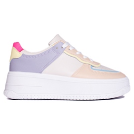 Pestrobarevné tenisky na silné platformě Shelovet béžový Pestrobarevné tenisky na silné platformě Shelovet béžový